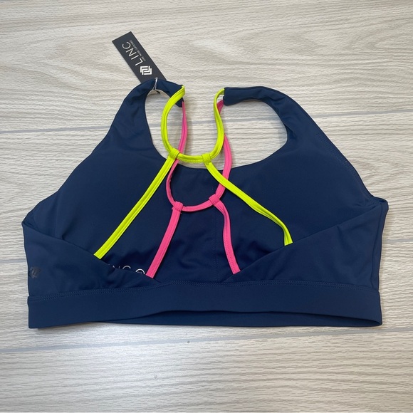 LINC Live Move Explore Navy Blue Strappy Sports Bra Removable Pad Size 2X New - Picture 4 of 11